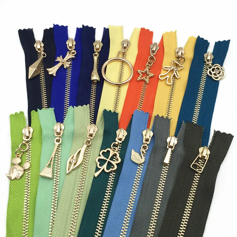 20pcs/lot 3# gold beautiful metal zipper close end for dress skirt pants DIY handbag  sewing accessories sew in with closure