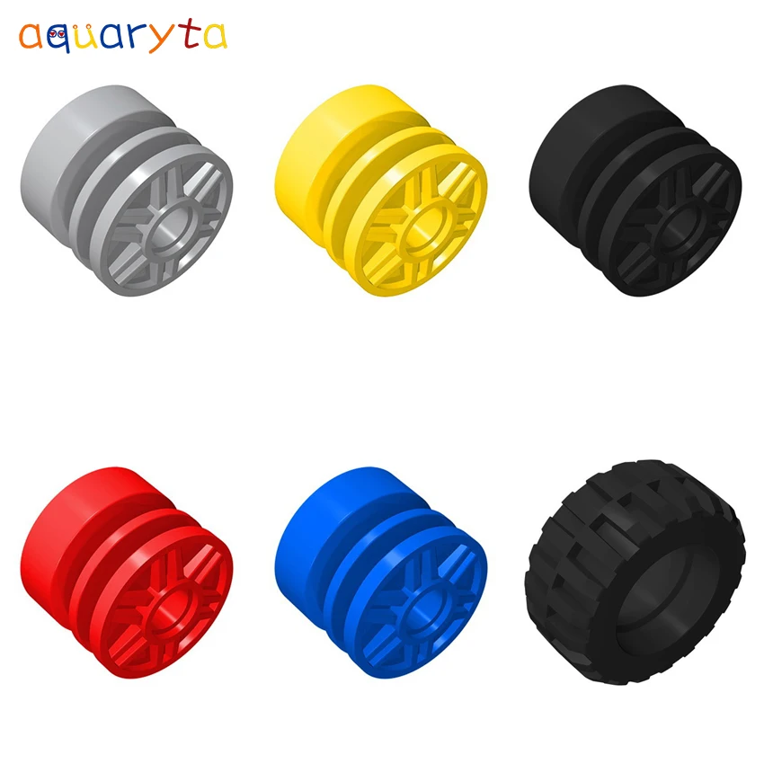 

AQUARYTA 4pcs Technology Building Car Toys 18x14mm Wheel Hub & 30.4x14mm Tire Compatible 55981 92402 DIY Assembles Toys for Teen