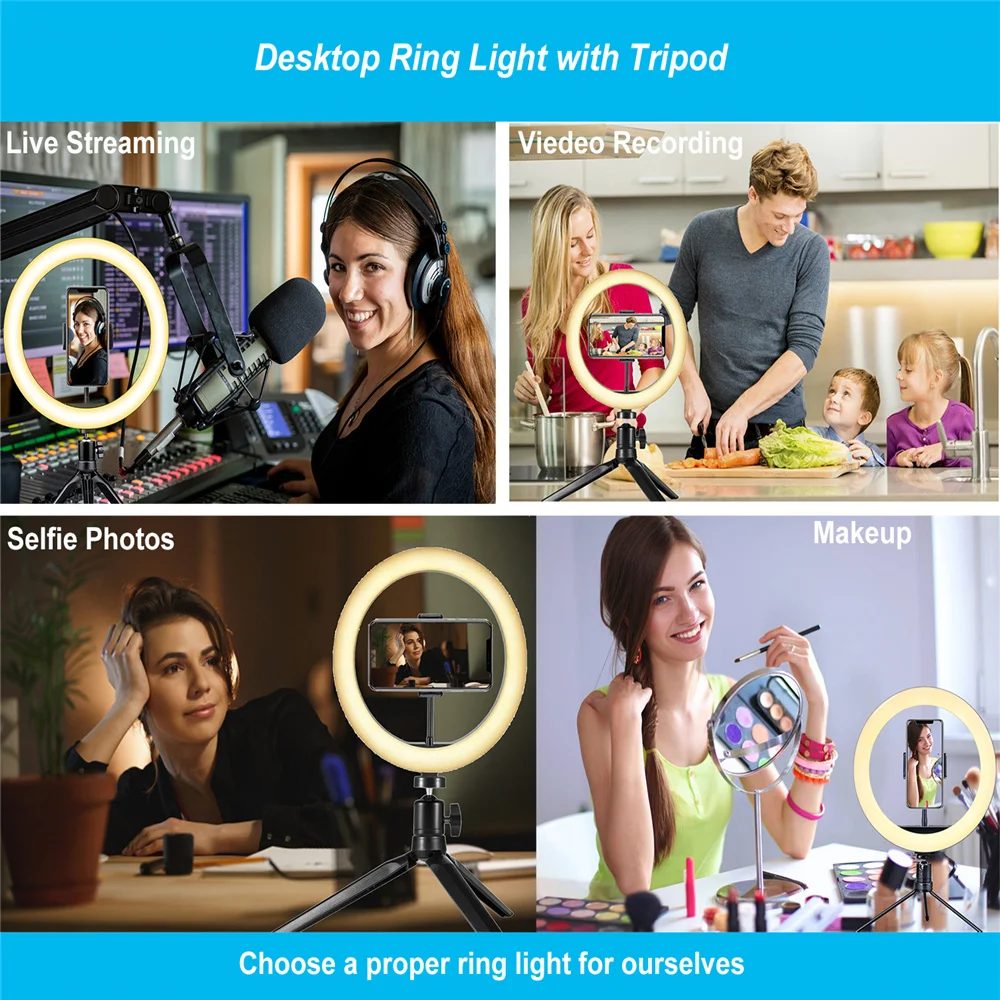 2022 samowyzwalacz wypełnij światło pulpit Selfie Stick do telefonu komórkowego uchwyt lampa statywu USB LED Light Ring Light dla iPhone Samsung