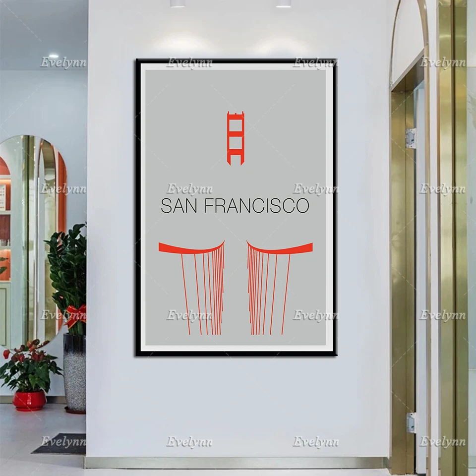 

Minimalist Decor, Travel Canvas, Cityscape Print, San Francisco Print - Travel Theme Housewarming Gift, San Francisco Wall Art