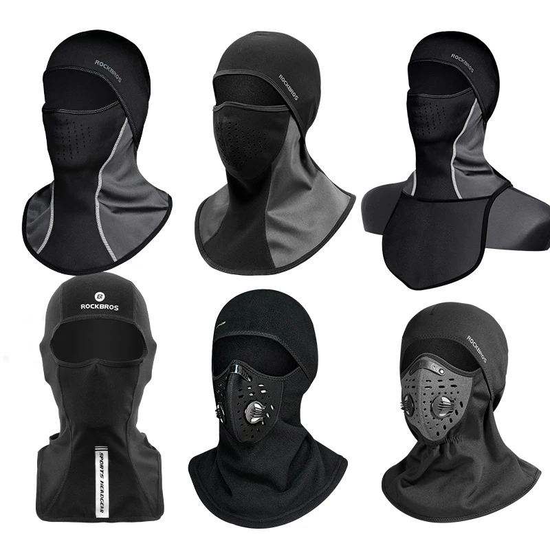 ROCKBROS Winter Thermal Fleece Ski Mask Full Face Cover Snowboard Hood Scarfs Outdoor Sport Windproof Cycling Headgear Balaclava