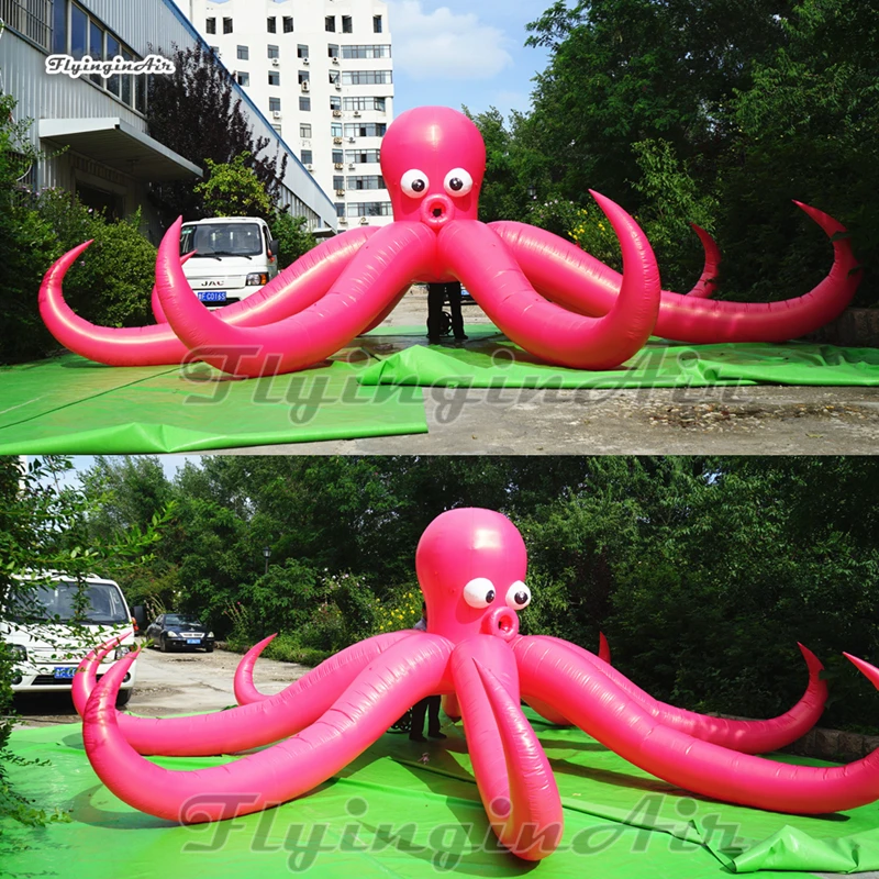 8m Length Pink Inflatable Octopus Balloon Cartoon Sea Animal For Music Festival And Concert Party Decoration