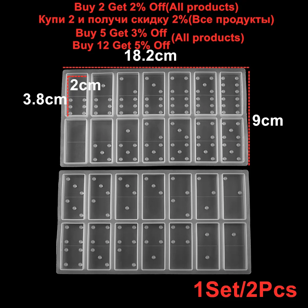 Moldes de resina dominó de silicone artesanal, acessórios para confecção de joias, resina epóxi, artesanato, cabochões, placa, amuletos, molde de resina diy, 1 conjunto