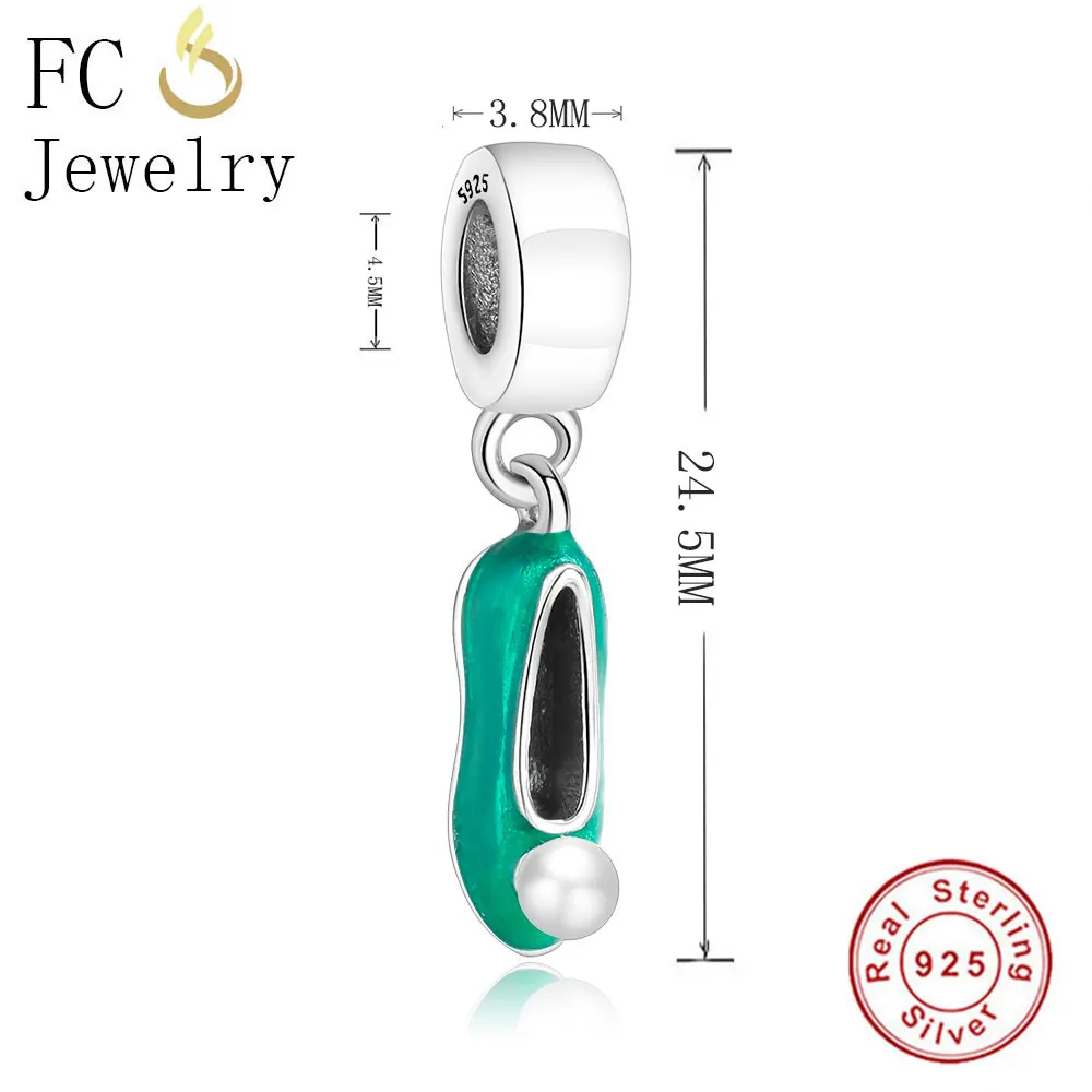مجوهرات FC 925 فضة إسترليني اللون الاخضر احذية باليه رياضية قلادة قلادة نسائية سلسلة احذية جوكرز حلية 2019 #2
