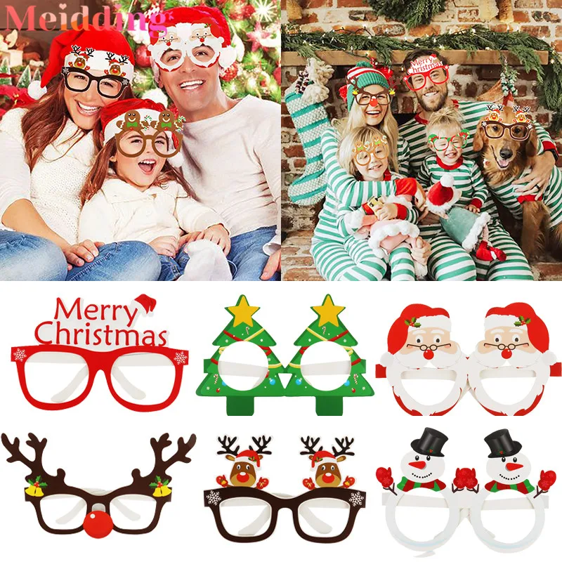 

9pcs Christmas Decorations Glasses Santa Claus Xmas Tree Elk Glasses Frame Xmas Party Photo Props Kids New Year Christmas Gifts