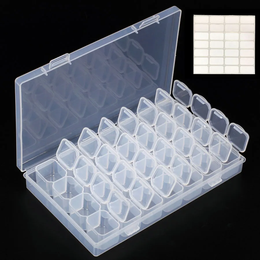 28/56 Grids Crystal Beads Storage Box Diamond Painting Kits Nail Art Rhinestone Toole Beads Storage Box Case Organizer Holder