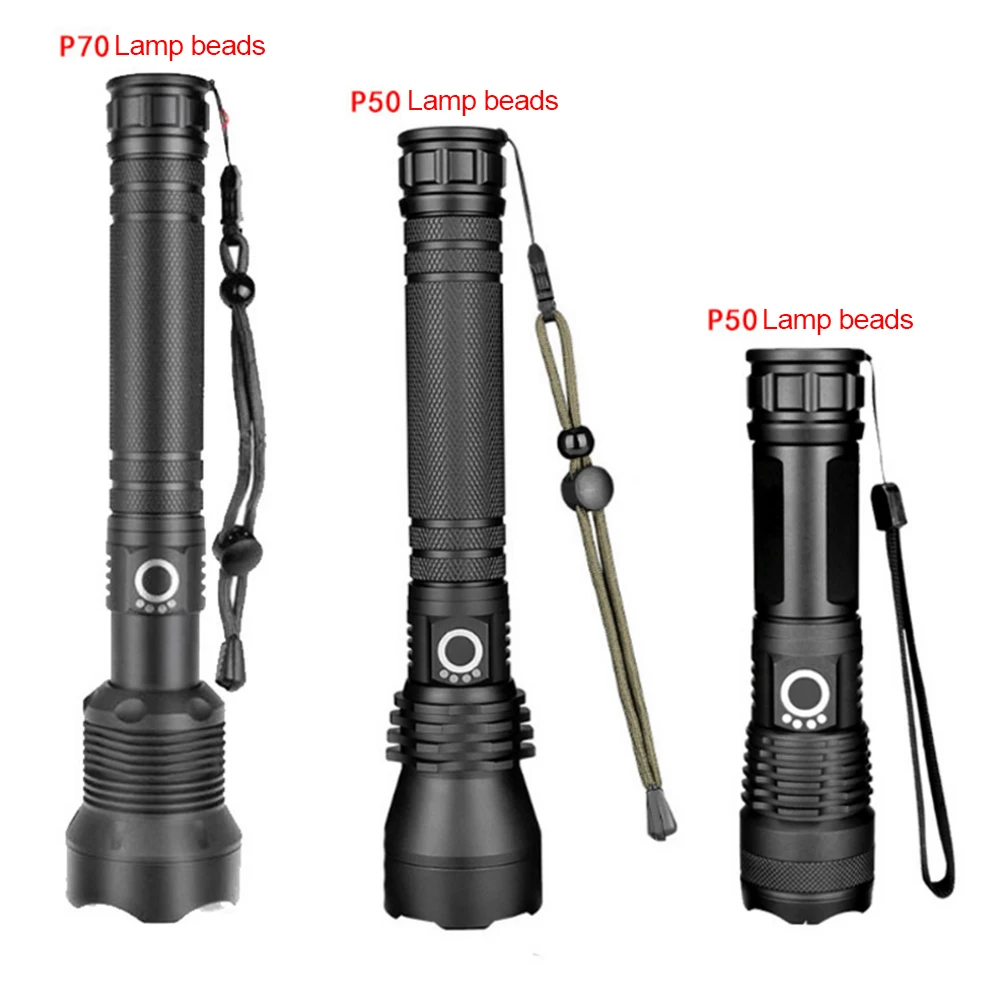 LED Flashlight Telescopic Zoom XHP70 XHP50 200000LM USB Rechargeable 18650 Super Bright Flashlight Tactical Torch