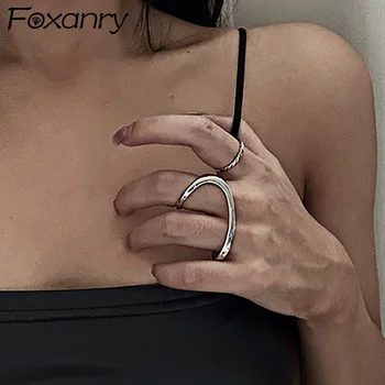 Foxanry INS mode timbre bagues charme femmes irrégulière Simple géométrique fête d'anniversaire bijoux cadeaux