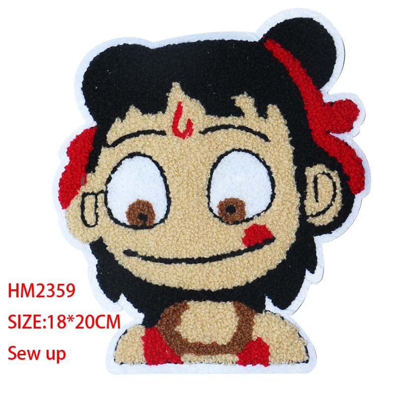 Cartoon Decorative Patch Nezha,boy icon Towel  Embroidered Applique Patches For DIY Iron on Badges on clothes Stickers