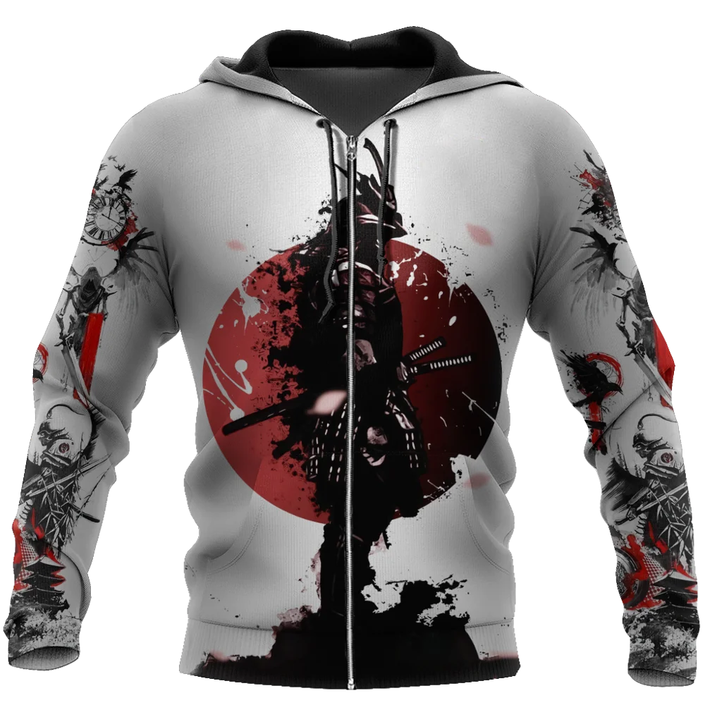 Sweats à capuche College en 3D Samurai Armor pour hommes et femmes, sweat-shirt unisexe, sweats à capuche zippés, veste décontractée drôle, mode automne