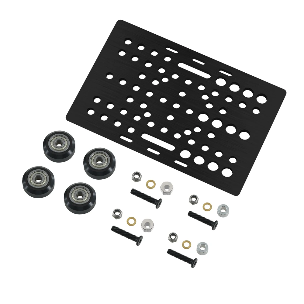 3D Printer Parts Black Aluminium V-Slot Gantry Plate Set 20 - 80mm with V-Slot Solid V Wheel POM Kit POM for CNC Machine Parts