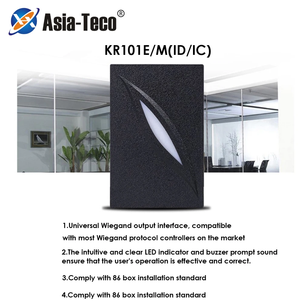 

Waterproof RFID 125Khz 13.56mhz IC Card Reader Access Control Card Reader Wiegand 26 34 Output Door Access Control System KR101E