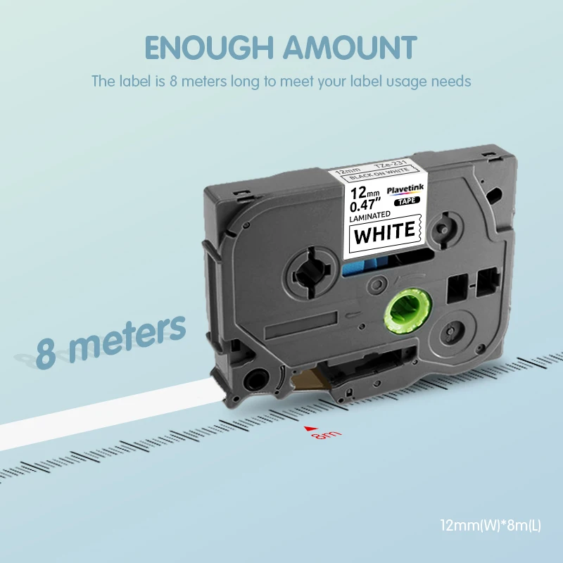 Plavetink – imprimante TZe231 TZe-231 Tze 231 tze231, Compatible avec Brother p-touch, ruban d'étiquettes tze 12mm, fabricant d'étiquettes PT 100 PT D200