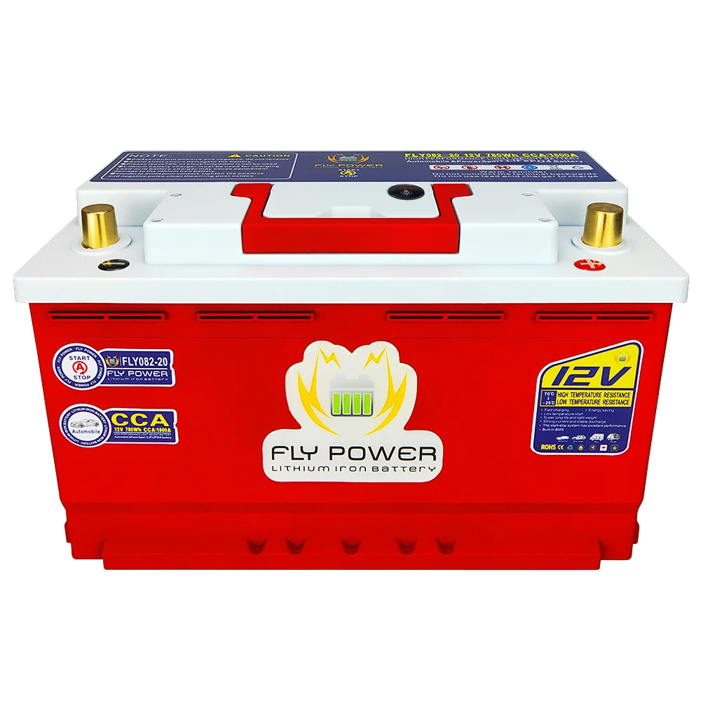 FLY082-20 LiFePO4 Car Starting Battery 12V 80AH 960WH CCA1600A Car Start Lithium iron Battery With Smart BMS