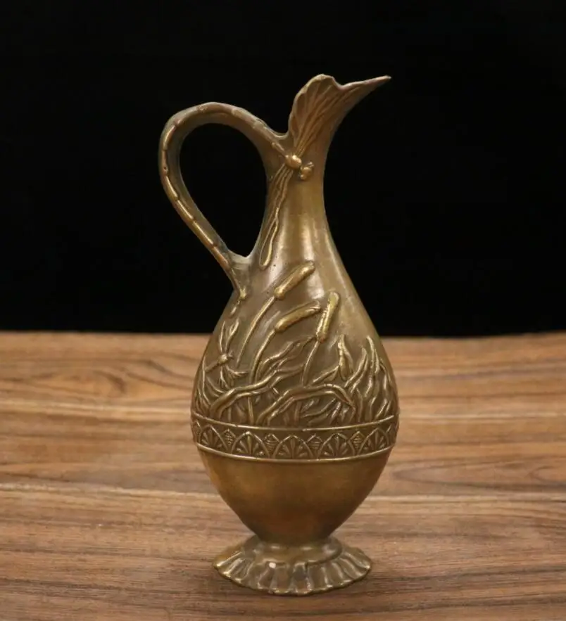 Archaize brass reed wine pot household decoration crafts statue