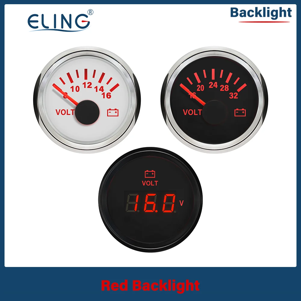 ELING 52 مللي متر مقاوم للماء IP67 (الرقمي) الفولتميتر الجهد متر 8-16 فولت 16-32 فولت (8-32 فولت) للسيارات قارب يخت RV دراجة نارية مركبة