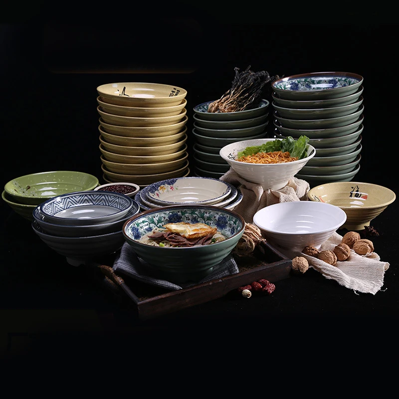 

Melamine Tableware Imitation Porcelain Bowl Spicy Hot Soup Plastic Ramen Anti Falling