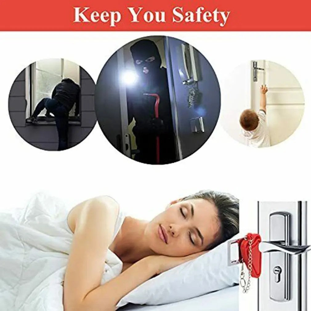 Portable Door Lock Lockdown Double Hole Security Lock Door Extra Lock Inside Door Locker Security Devices