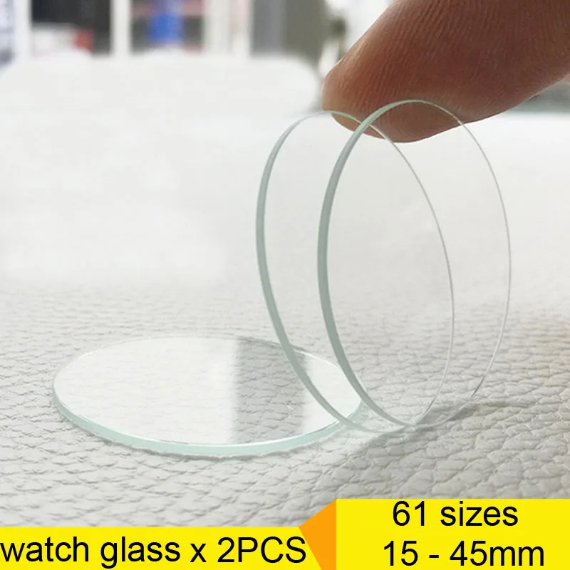 2PCS 1mm Round Mineral Watch Crystal 15-45mm Smart Watch Replacement Glass Lens Flat Mirror Watchmaker Watch Repair Tool