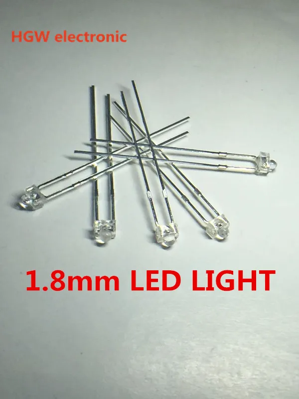 Kit de combinación de LED concentrada transparente, componentes de lámpara DIY, 100 piezas, 1,8mm, rojo, naranja, amarillo, Esmeralda, azul,