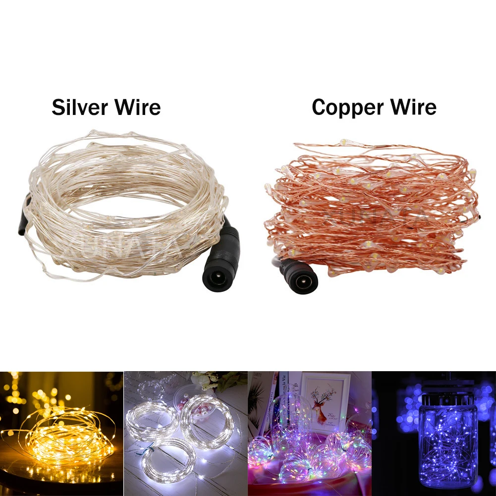 10m 20m LED DC12V Micro Rice Wire Copper Fairy String Lights Party Warm White/Blue/RGB+ 12V 2A/1A UK/EU/AU/US Power adapter