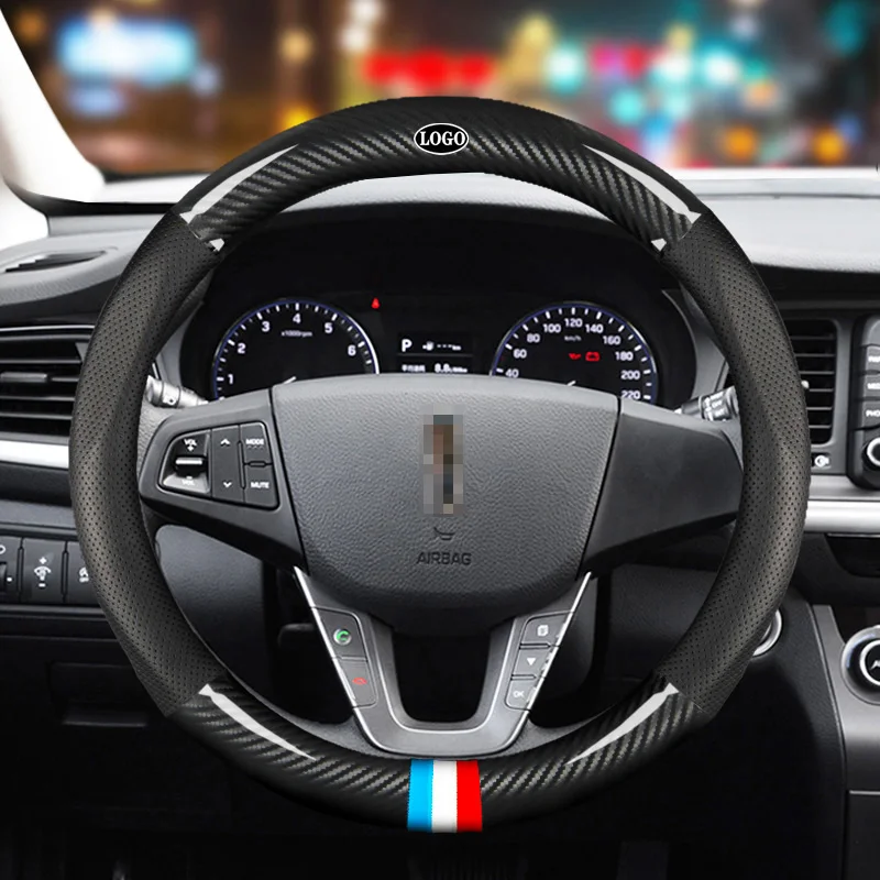 

Car Carbon Fiber Steering Wheel Cover 38cm for Lincoln All Models MKZ MKC MKX MKT MKS Auto Interior Accessories Car styling