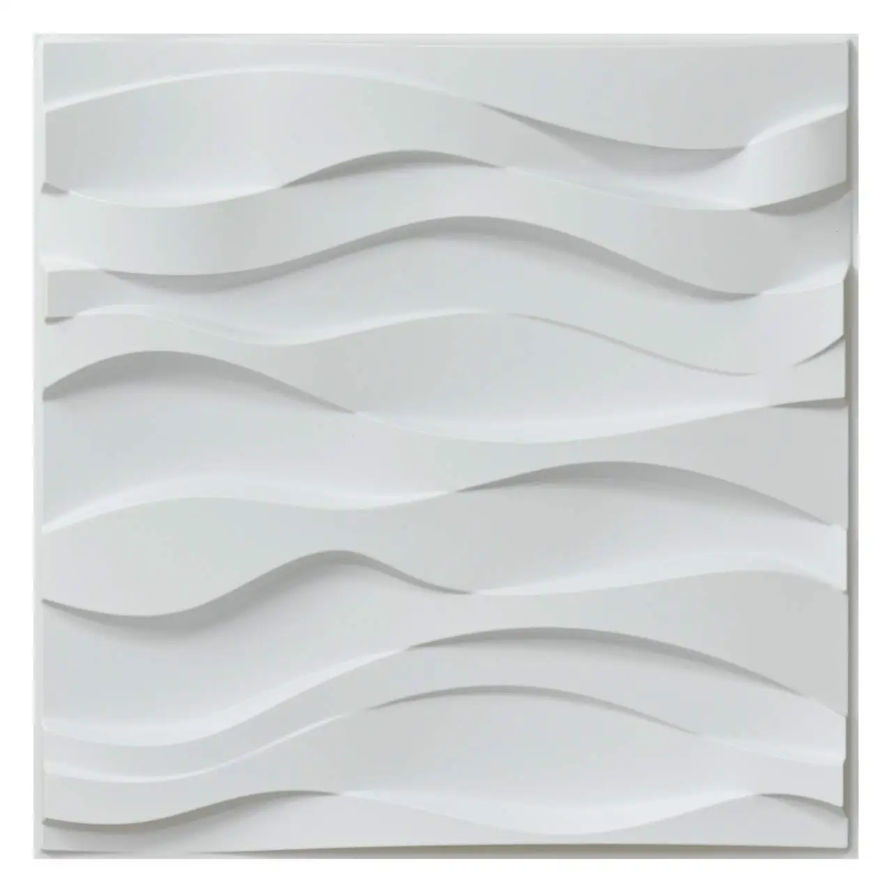 50x50cm Matt White Plastic Decorative  3D Wall Panels Wavy Wall Design for Living Room Bedroom TV Background Pack of 12 Tiles