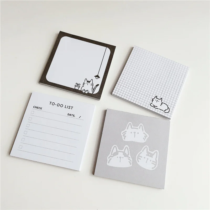 Cartoon Cat Family Cute Memo Pad Korean Ins Simple Style Message Paper Student To Do List Note Paper Kawaii Stationery 50 Sheets