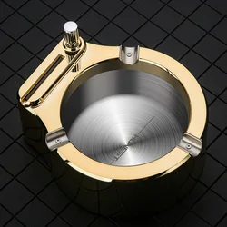 Creative Light Luxury Atmosphere Stainless Steel Ashtray With Ignition Office Study Decoration