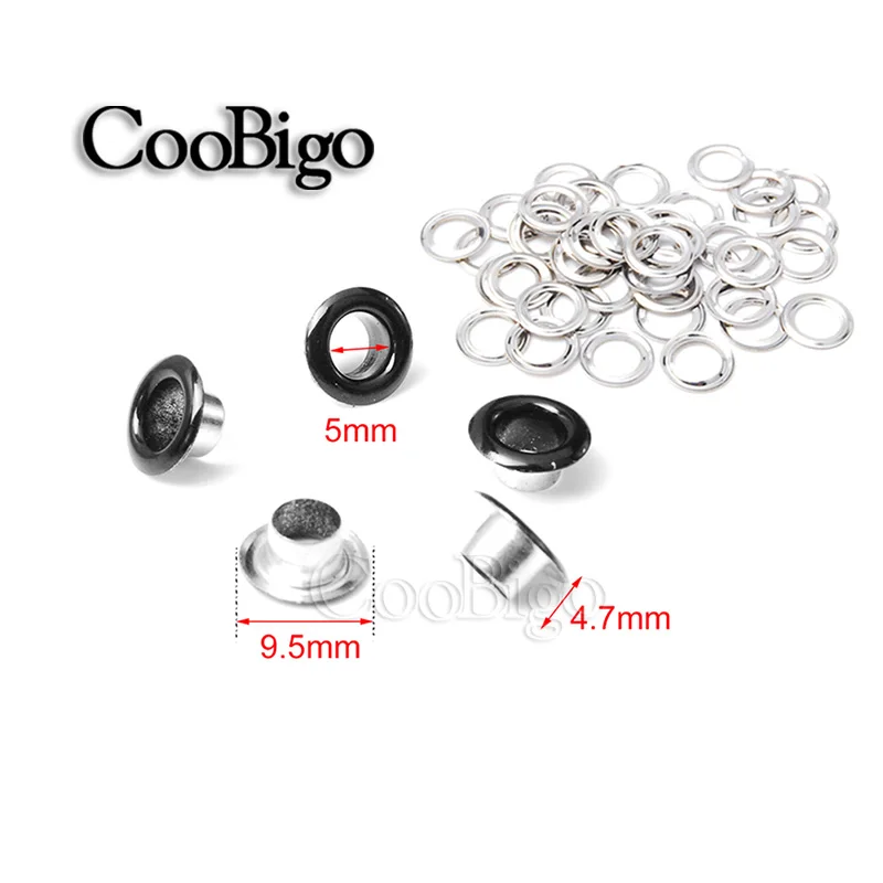 500pcs Metal Eyelets Grommet for Leathercraft DIY Scrapbooking Shoe Belt Cap Bag Tag Clothes Accessories Colorful Hole 5mm