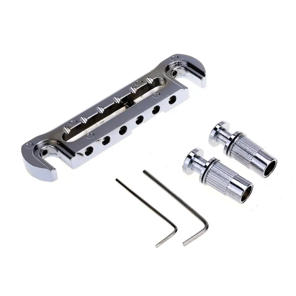 Wilkinson GTB Adjustable Intonated Wraparound Bridge Tailpiece for Les Paul Style Electric Guitar, Chrome