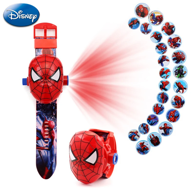 New Disney Spiderman Watch 3D Projection Superheroes Iron Man Hulk Princess Digital Watches Children\'s Birthday Toys Gifts