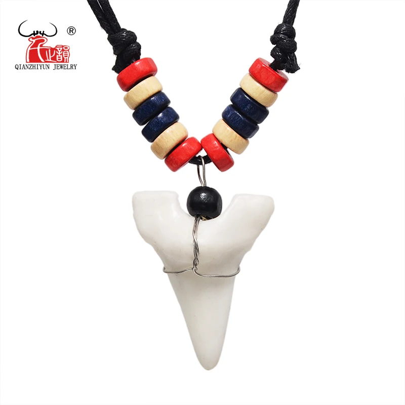 1PC Hawaii Surfer Jewelry Handmade Imitation shark teeth Pendant New Zealand Maori Tribal bone Choker WoMen's Men's Necklace