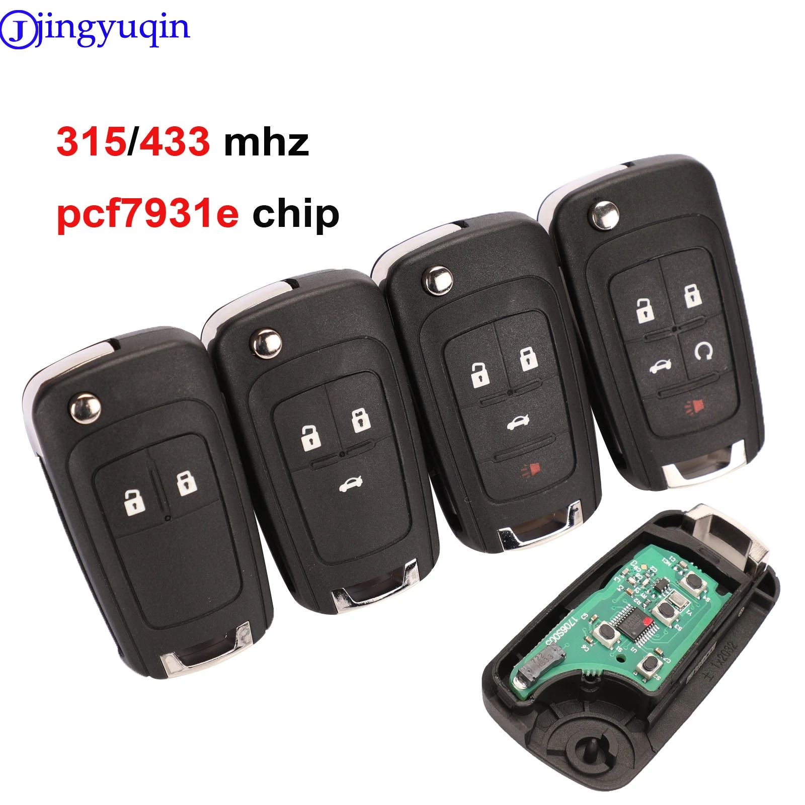 

jingyuqin 10ps Car Remote Key Suit for Chevrolet Malibu Cruze Aveo Spark Sail 2/3/4 Buttons 433/315MHz Control Alarm Fob