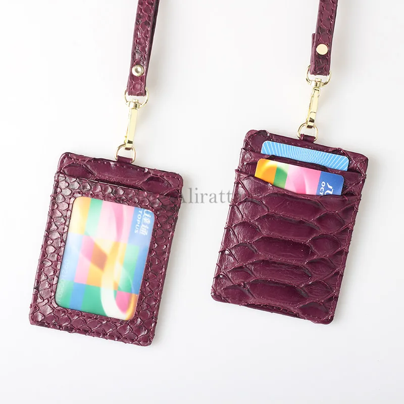 Alirattan New Crocodile Pattern ID Card Holder For Women 2026 Designer High Quality Ostrich Snake Card Holder Customized Name