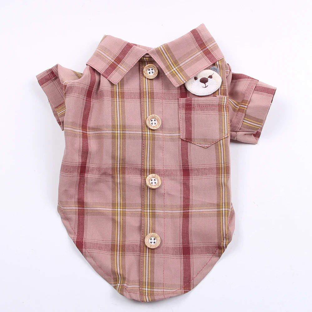 Plaid Dog Shirt Cat Shirts Pet Puppy Spring/Summer Clothing Apparel