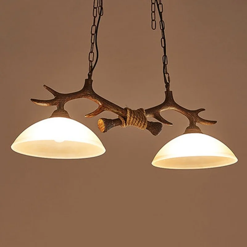 

American personality antique double head modern retro creative coffee shop bar resin antler dining Pendant Lights LX110914