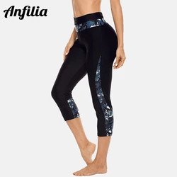 Pantaloni da bagno da donna Anfilia Leggings da nuoto con Patchwork floreale a vita alta stampati