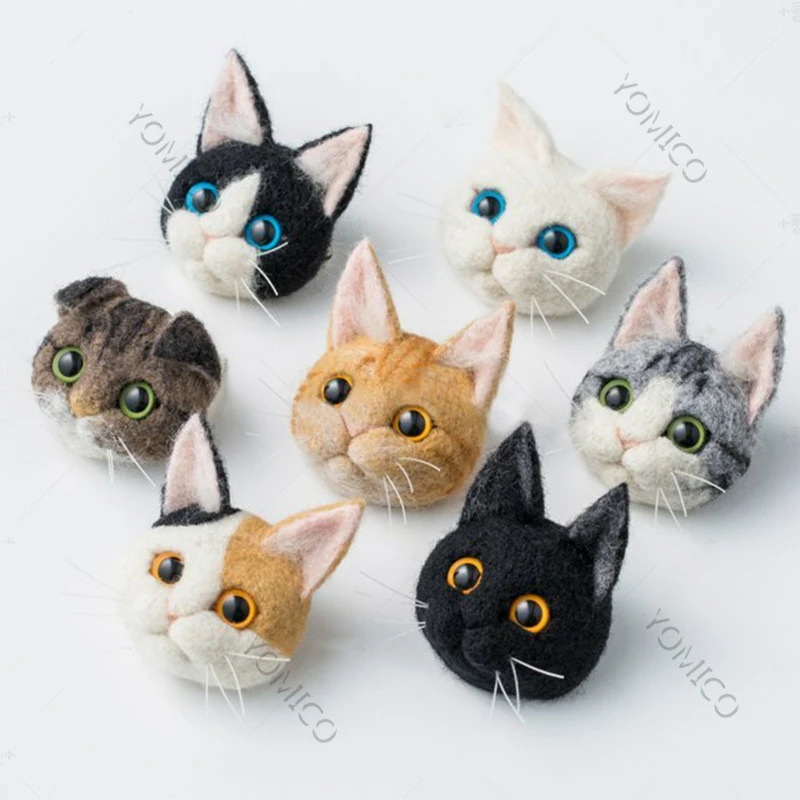 YOMICO Cat Brooch Plushie Craft kit Wool for felting Needlework Felt handmade doll Handicraft Goyard dolls sewing kits