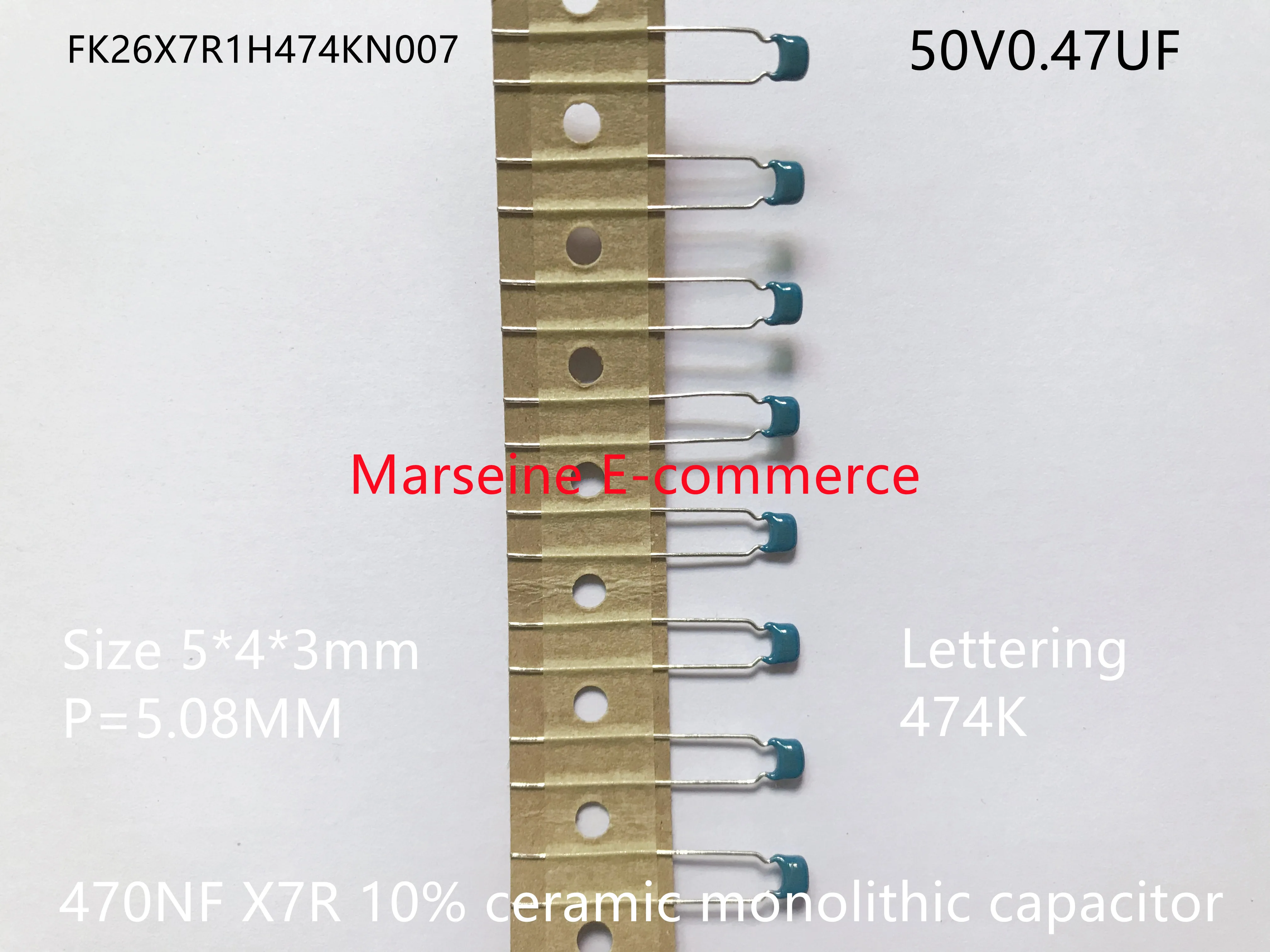 Original New 100% FK26X7R1H474KN007 50V0.47UF 470NF X7R 10% ceramic monolithic capacitor 5*4*3mm P=5.08MM (Inductor)