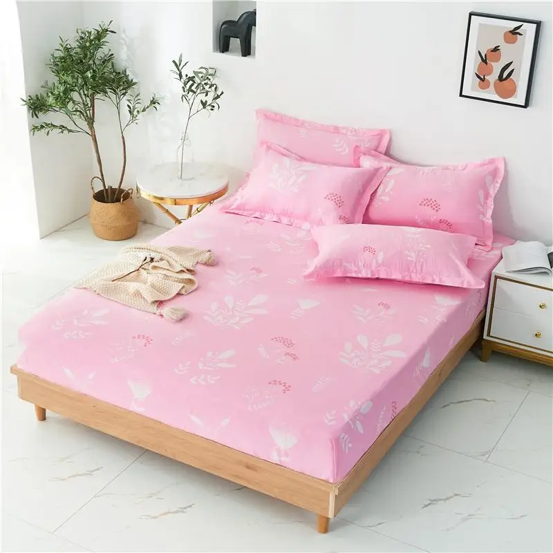 Cotton Elastic Fitted Sheet Mattress Cover Bed Linen Home Bedsheet Double Couple King Size Support Customize Any Size 180x200cm