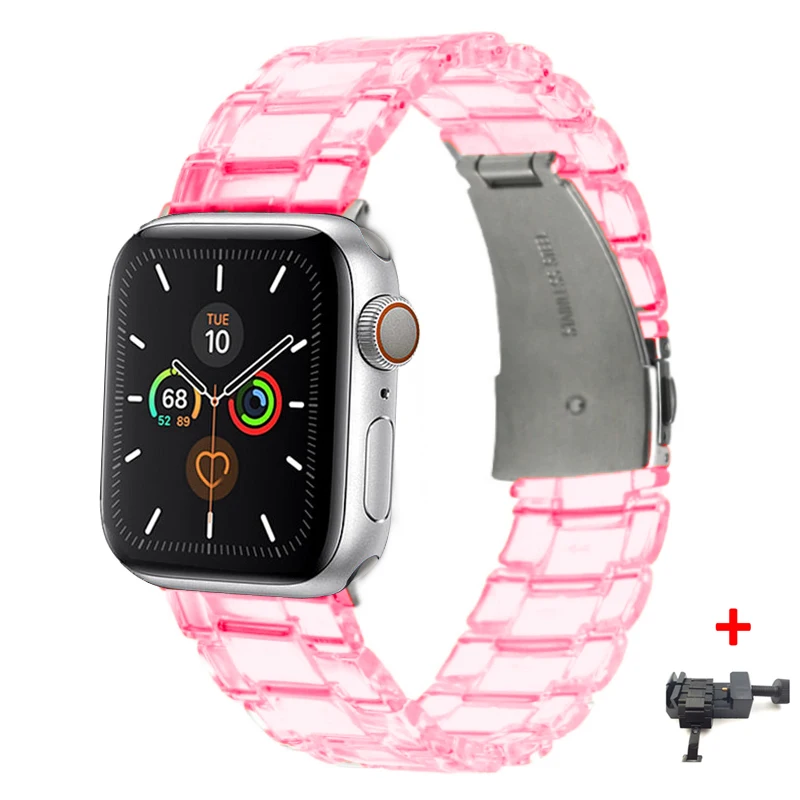 Strap for Apple Watch band 42 mm 38mm Transparent Resin Belt iwatch Bracelet Apple Watch band Series 6 SE 5 4 3 44mm 40mm