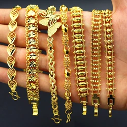 Braccialetto e bracciali Color oro puro all'ingrosso per le donne, braccialetto a cuore a farfalla gioielli da sposa per donna di moda