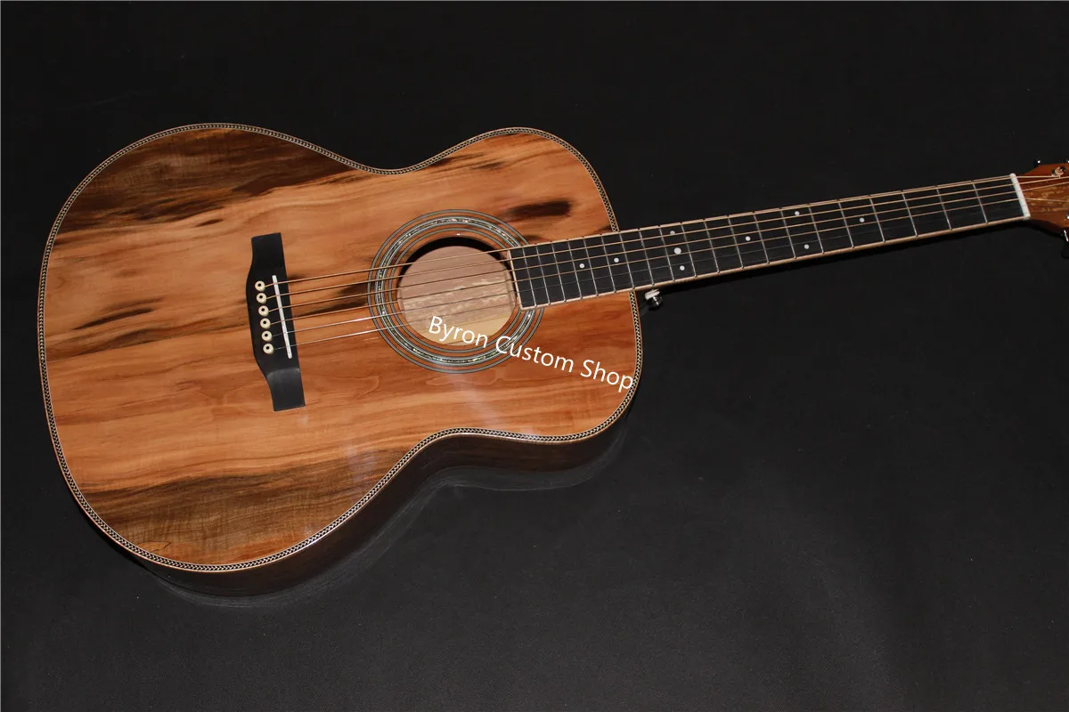 

free shipping all solid european applewood guitar OMJM custom handmade solid OM 14 frets apple wood acoustic electricguitar