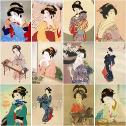 GATYZTORY Painting By Numbers Ancient Japanese Women Drawing On Canvas Handpainted Diy Figure Gift Paint By Number Home Decor