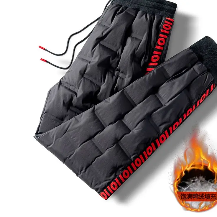 2021new style Winter Down Cotton Pants 90% White Duck Down High Waist Thick Warm Down Trouser Outdoor Hiking Waterproof Pant