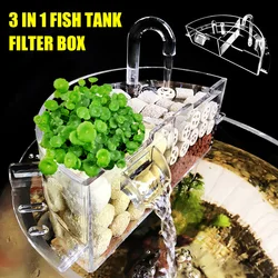 3 in 1 Fish Tank Filter Box Aquarium External Filter Box Acrylic External Hanging Water Purifier Round Fish Tank Pet Accessories