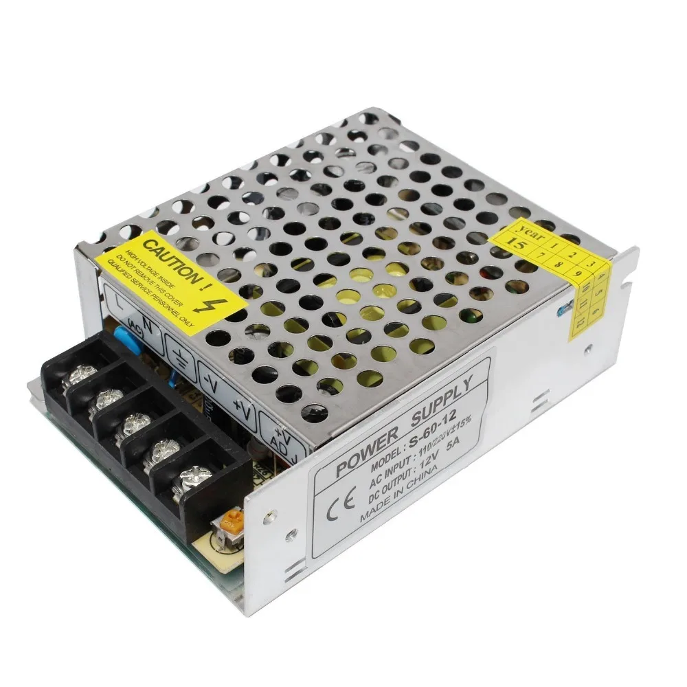 1pc AC110V 220V  to DC12V 5A 60W LED Switch Power Supply Driver For LED Strip Light Display