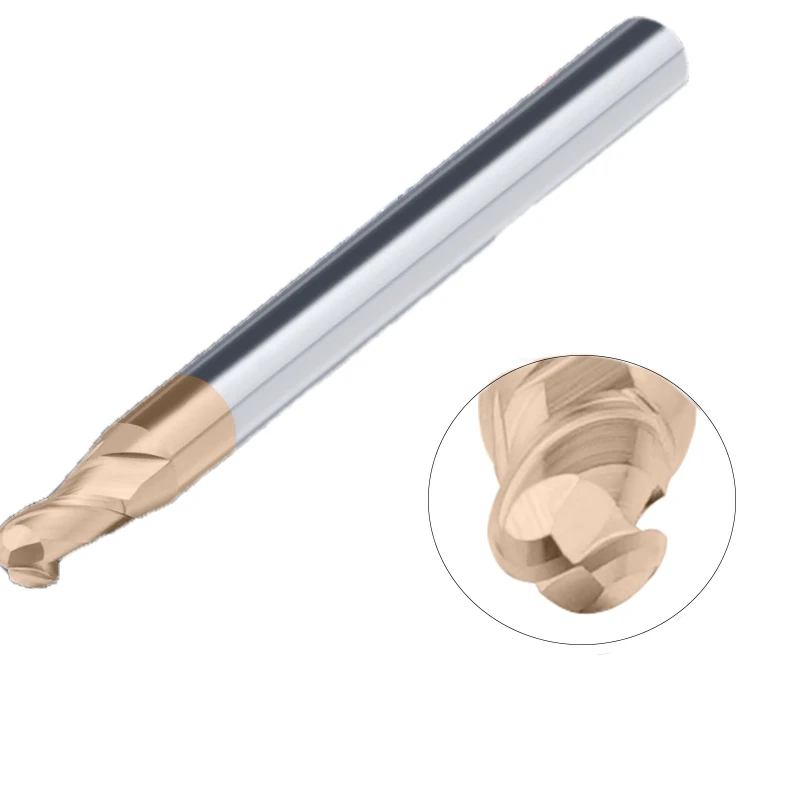 1 Uds 2 flauta HRC55 fresas de punta de bola Vertical aleación recubierta de acero de tungsteno fresa esférica CNC R0.55-R1.95