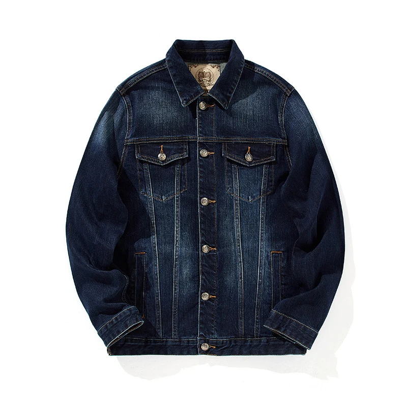 

210923 Fall Winter Men Vintage Blue Denim Jackets Heavy Weight Causal Loose Korean Style High Street Handsome Boyfriend Coats